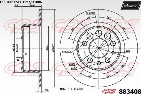 Maxtech 883408.0000 - Спирачен диск vvparts.bg