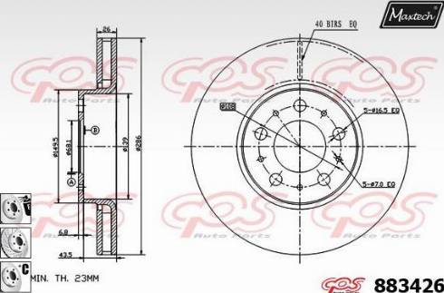 Maxtech 883426.6880 - Спирачен диск vvparts.bg