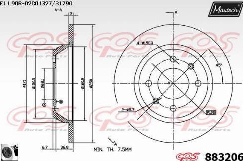 Maxtech 883206.0060 - Спирачен диск vvparts.bg