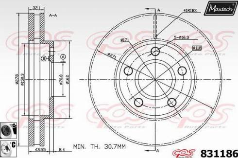 Maxtech 831186.6060 - Спирачен диск vvparts.bg