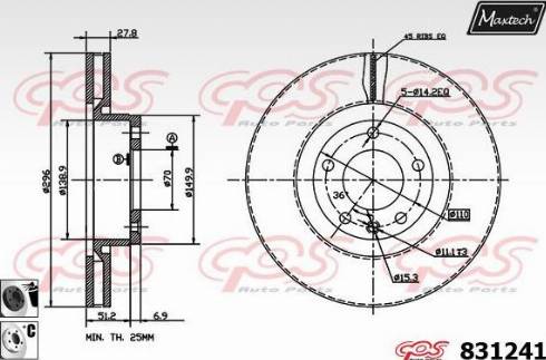 Maxtech 831241.6060 - Спирачен диск vvparts.bg