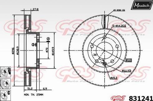 Maxtech 831241.6980 - Спирачен диск vvparts.bg