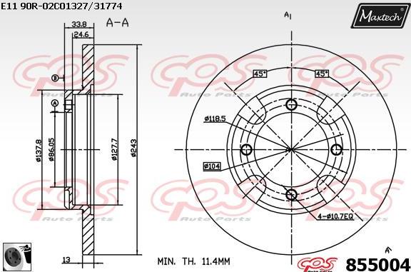 Maxtech 821188 - Спирачен диск vvparts.bg