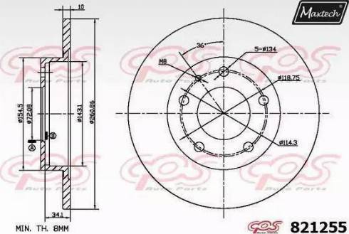 Maxtech 821255.0000 - Спирачен диск vvparts.bg