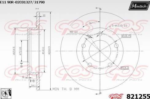 Maxtech 821255.0080 - Спирачен диск vvparts.bg