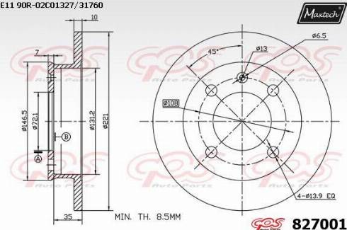 Maxtech 827001.0000 - Спирачен диск vvparts.bg