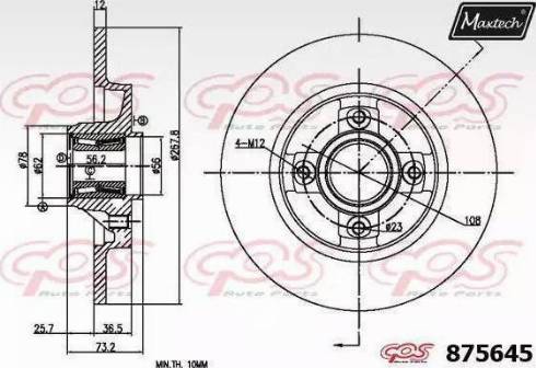 Maxtech 875645.0005 - Спирачен диск vvparts.bg