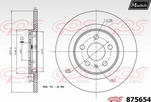 Maxtech 875654.0000 - Спирачен диск vvparts.bg