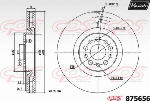 Maxtech 875656.0000 - Спирачен диск vvparts.bg