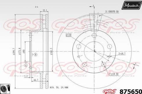 Maxtech 875650.0060 - Спирачен диск vvparts.bg