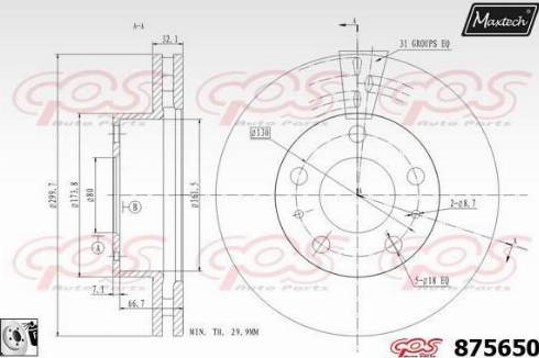 Maxtech 875650.0080 - Спирачен диск vvparts.bg