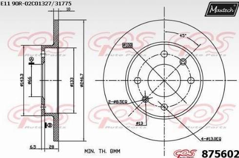 Maxtech 875602.0000 - Спирачен диск vvparts.bg