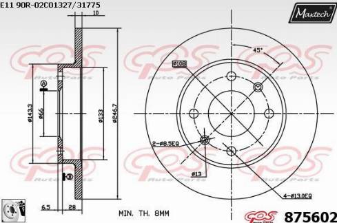 Maxtech 875602.0080 - Спирачен диск vvparts.bg