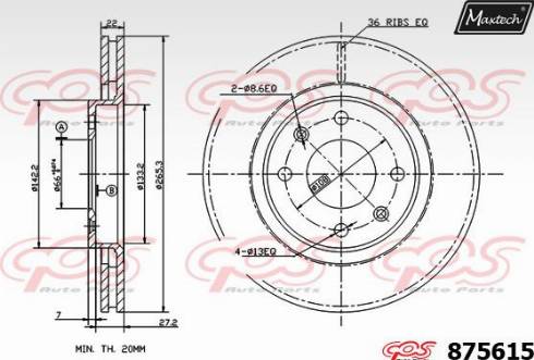 Maxtech 875615.0000 - Спирачен диск vvparts.bg