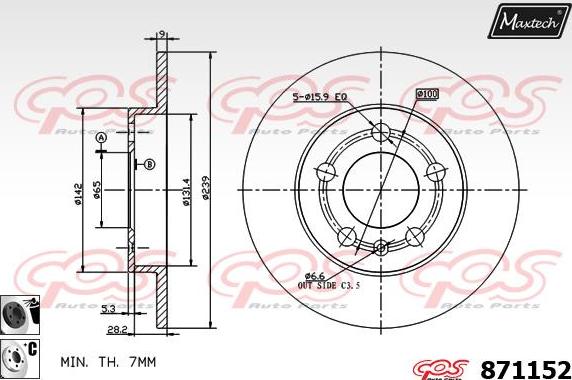 Maxtech 875613 - Спирачен диск vvparts.bg