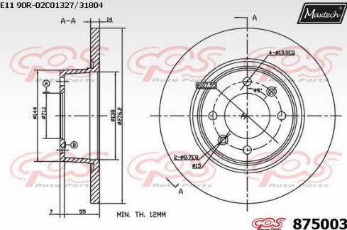 Maxtech 875003.0000 - Спирачен диск vvparts.bg