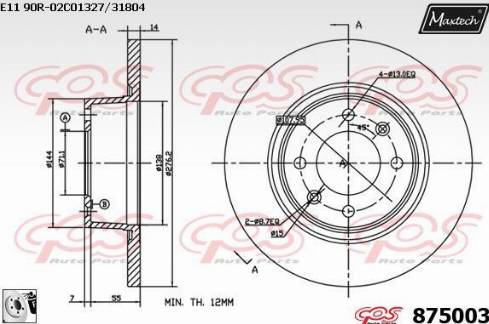 Maxtech 875003.0080 - Спирачен диск vvparts.bg