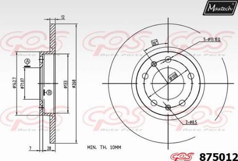 Maxtech 875012.0000 - Спирачен диск vvparts.bg