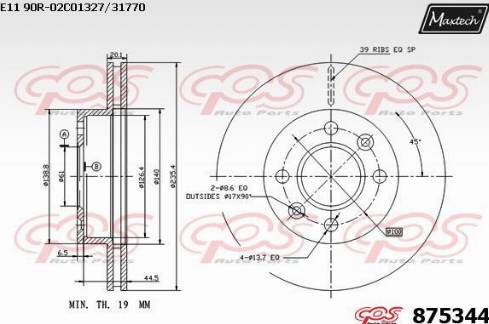 Maxtech 875344.0000 - Спирачен диск vvparts.bg