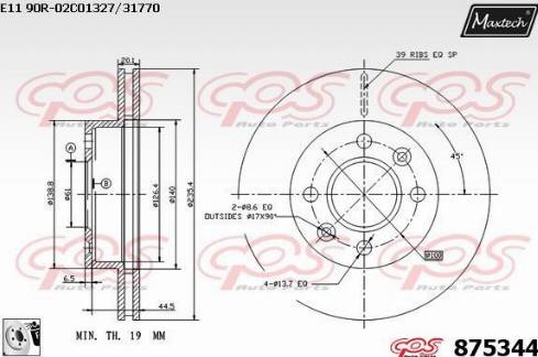 Maxtech 875344.0080 - Спирачен диск vvparts.bg