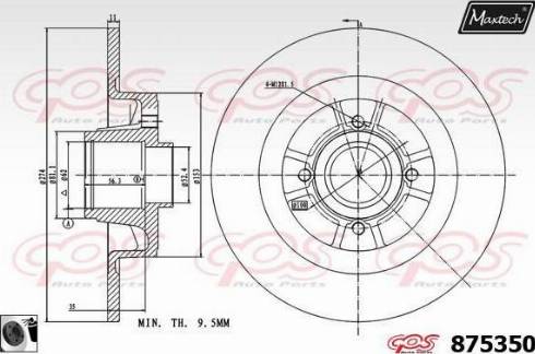 Maxtech 875350.0065 - Спирачен диск vvparts.bg