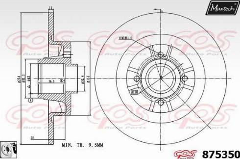 Maxtech 875350.0085 - Спирачен диск vvparts.bg