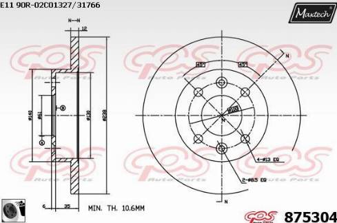 Maxtech 875304.0060 - Спирачен диск vvparts.bg