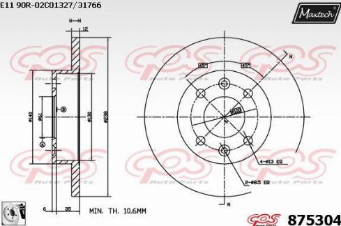 Maxtech 875304.0080 - Спирачен диск vvparts.bg