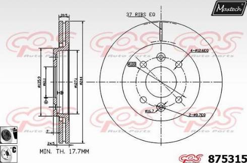 Maxtech 875315.6060 - Спирачен диск vvparts.bg