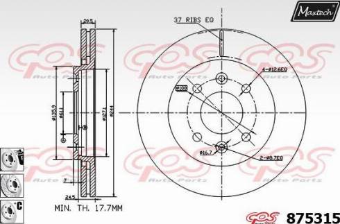 Maxtech 875315.6880 - Спирачен диск vvparts.bg