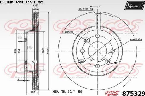 Maxtech 875329.0000 - Спирачен диск vvparts.bg