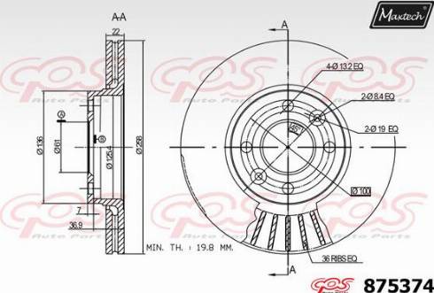 Maxtech 875374.0000 - Спирачен диск vvparts.bg