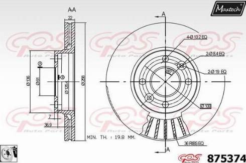 Maxtech 875374.0080 - Спирачен диск vvparts.bg