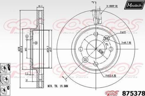 Maxtech 875378.6880 - Спирачен диск vvparts.bg