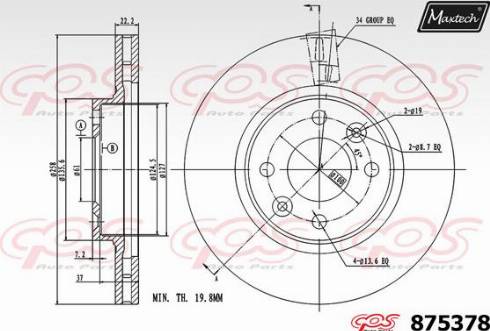 Maxtech 875378.0000 - Спирачен диск vvparts.bg