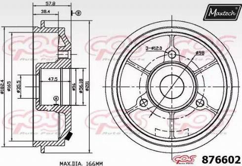 Maxtech 876602.0006 - Спирачен барабан vvparts.bg