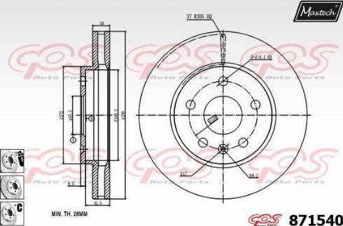 Maxtech 871540.6980 - Спирачен диск vvparts.bg