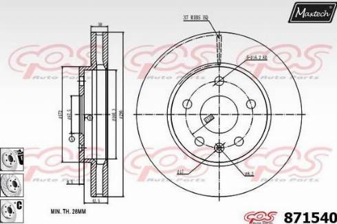 Maxtech 871540.6880 - Спирачен диск vvparts.bg