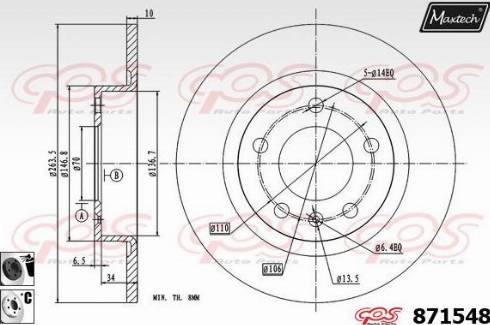 Maxtech 871548.6060 - Спирачен диск vvparts.bg