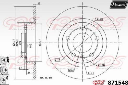 Maxtech 871548.6880 - Спирачен диск vvparts.bg