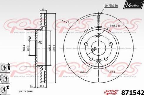 Maxtech 871542.6880 - Спирачен диск vvparts.bg