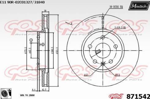 Maxtech 871542.0060 - Спирачен диск vvparts.bg