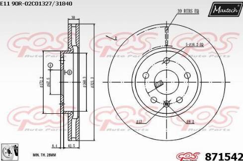 Maxtech 871542.0080 - Спирачен диск vvparts.bg