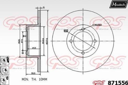 Maxtech 871556.6880 - Спирачен диск vvparts.bg