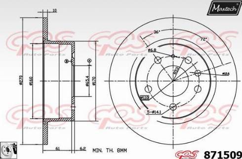 Maxtech 871509.0080 - Спирачен диск vvparts.bg