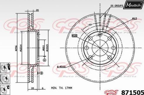 Maxtech 871505.6880 - Спирачен диск vvparts.bg