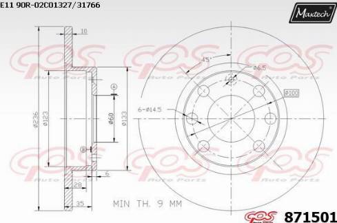 Maxtech 871501.0000 - Спирачен диск vvparts.bg