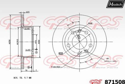 Maxtech 871508.0000 - Спирачен диск vvparts.bg