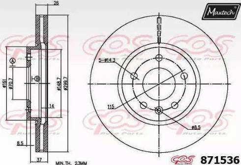 Maxtech 871536.6880 - Спирачен диск vvparts.bg