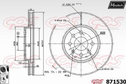 Maxtech 871530.6060 - Спирачен диск vvparts.bg